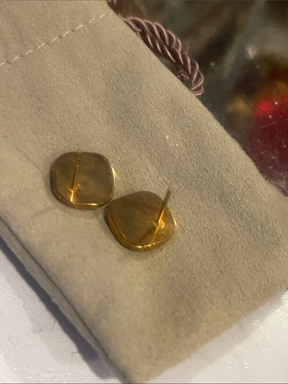 CHANEL Gold and Brown Enamel CC Stud Earrings COPY